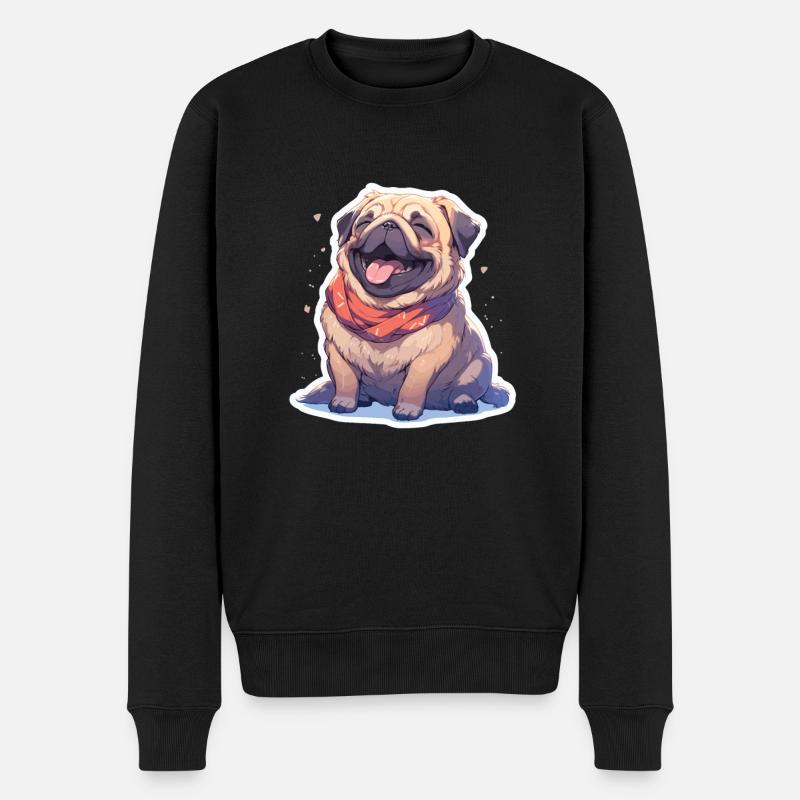 Mops Mops Hund Mops Geschenke Mops Liebhaber - Männer Premium Bio Pullover - Schwarz
