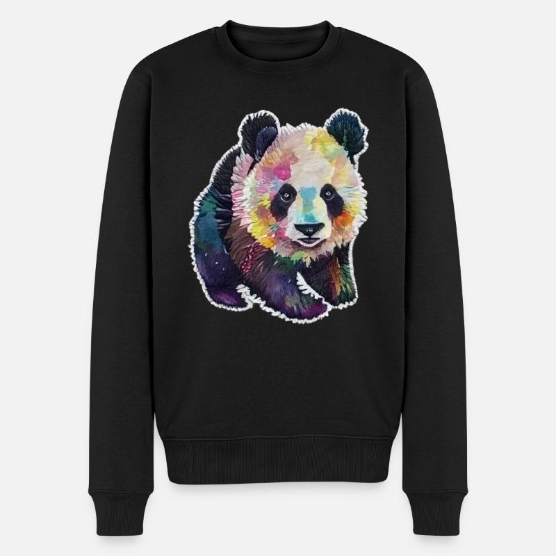 BABY PANDA AQUARELL - Männer Premium Bio Pullover - Schwarz