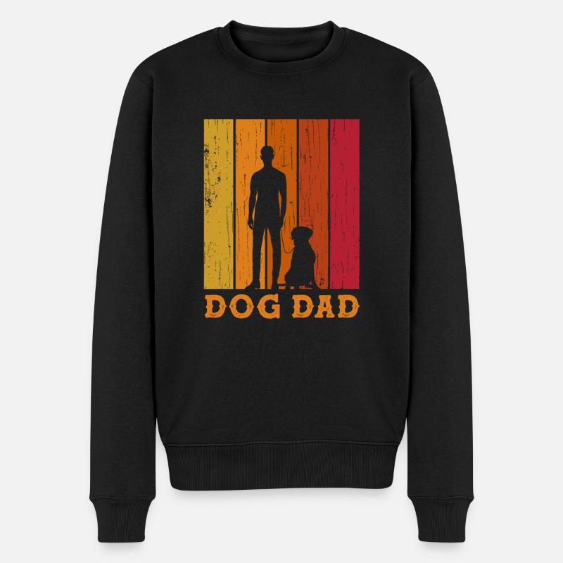 Retro Best Dog Dad - Männer Premium Bio Pullover - Schwarz
