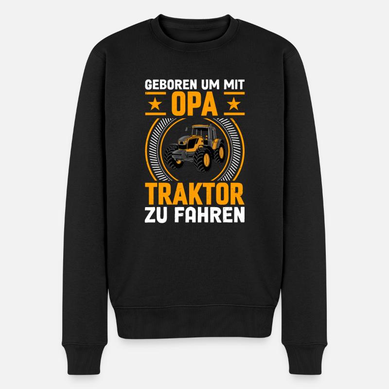 Opa Trekker Traktor Kind - Männer Premium Bio Pullover - Schwarz