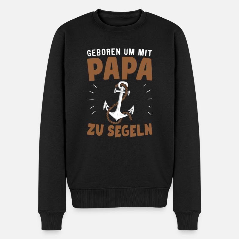 Papa Sohn Geschenk Segelboot - Männer Premium Bio Pullover - Schwarz