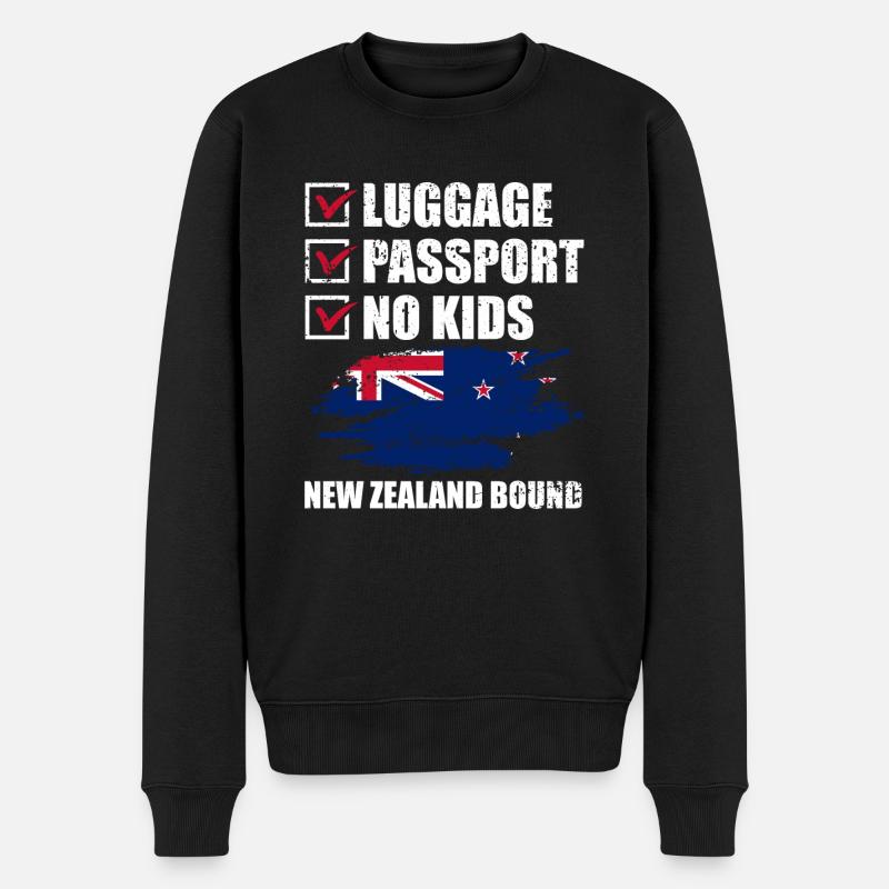 Gepäck Passport No Kids Neuseeland Bound Vacation - Männer Premium Bio Pullover - Schwarz