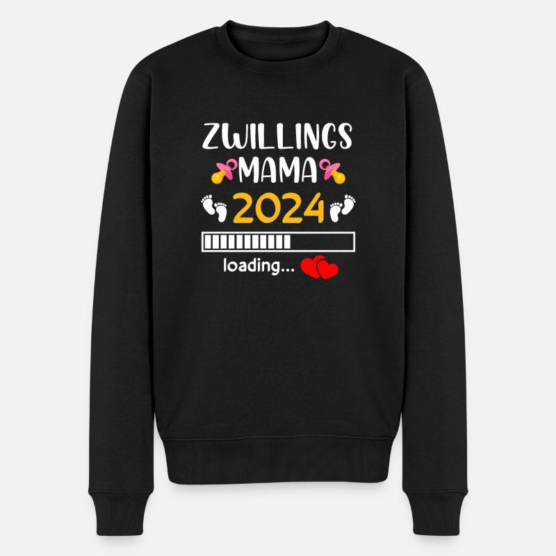 Zwillingsmama 2024 Mama Loading - Männer Premium Bio Pullover - Schwarz