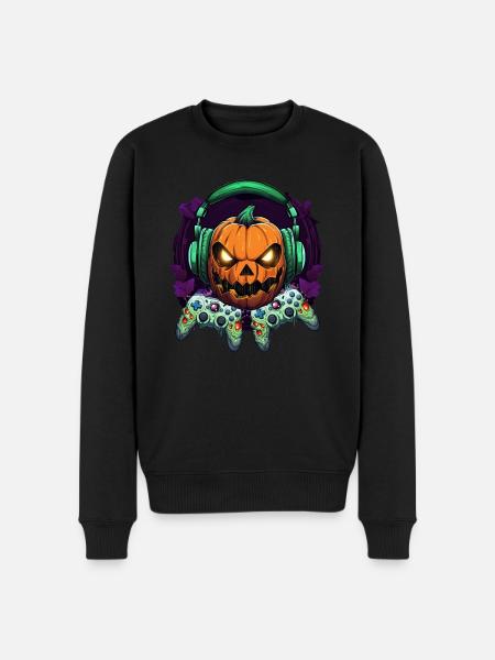 Halloween Pumpkin Gamepad Gamer - Men's Premium Organic Jumper - black