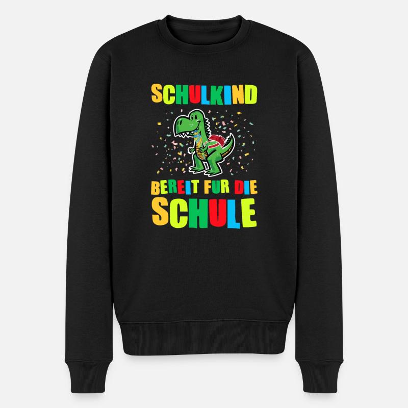 Schulkind Dino Schulanfänger Geschenk - Männer Premium Bio Pullover - Schwarz