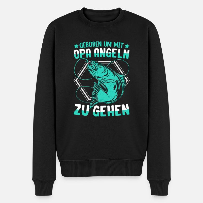 Kinder Angel Geschenkidee Hecht Karpfen - Männer Premium Bio Pullover - Schwarz