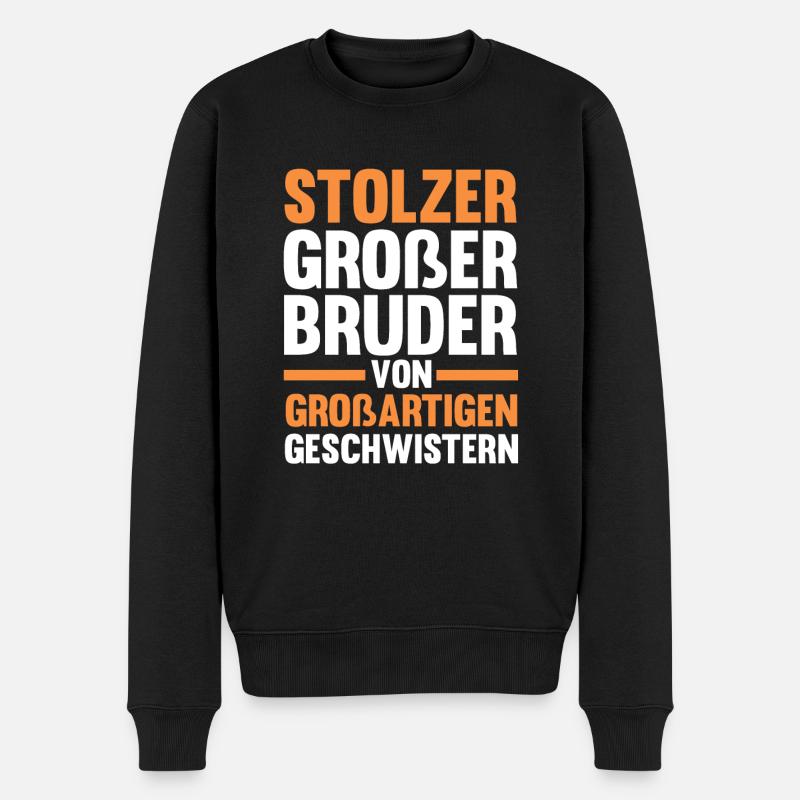 Geschwister Brüder Bruder - Männer Premium Bio Pullover - Schwarz