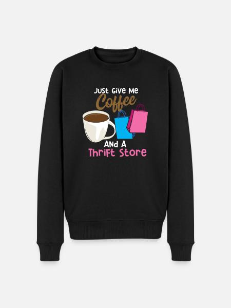 Kaffee und ein Secondhandladen - Männer Premium Bio Pullover - Schwarz