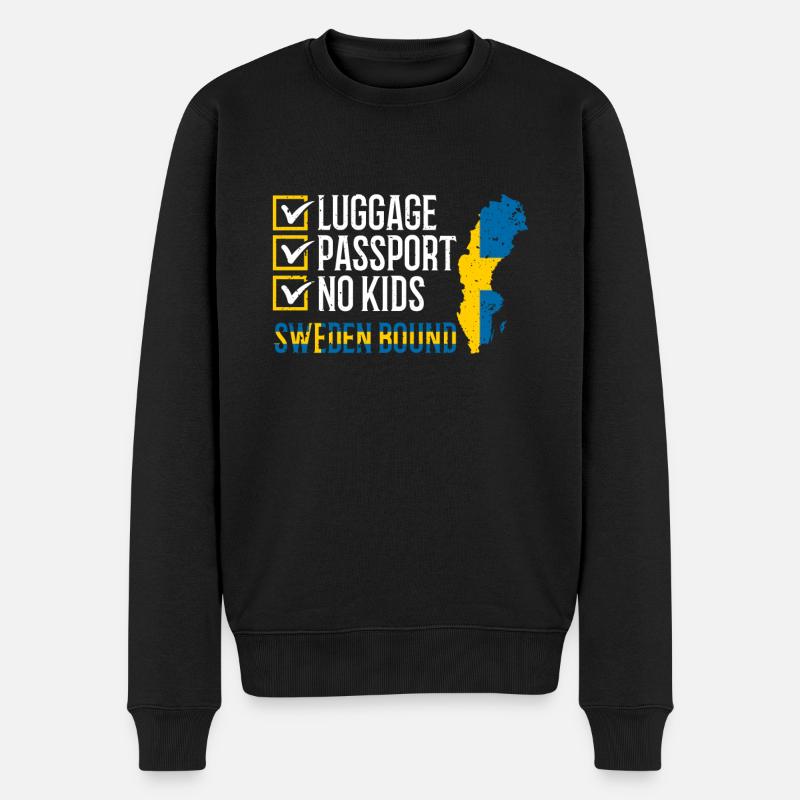 Gepäck Passport No Kids Schweden Bound Urlaub - Männer Premium Bio Pullover - Schwarz