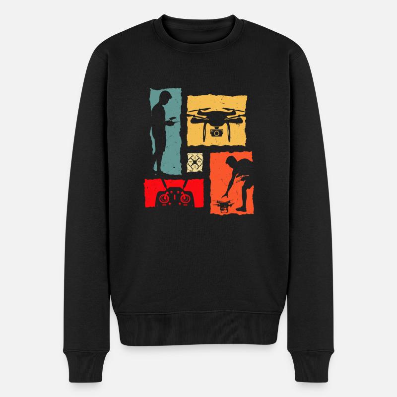 Drone Rétro Drone Pilotes de drones - Pull Premium bio Homme - noir