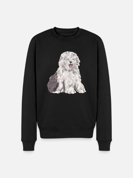 Old English Sheepdog Sheepie Bobtail - Men's Premium Organic Jumper - black