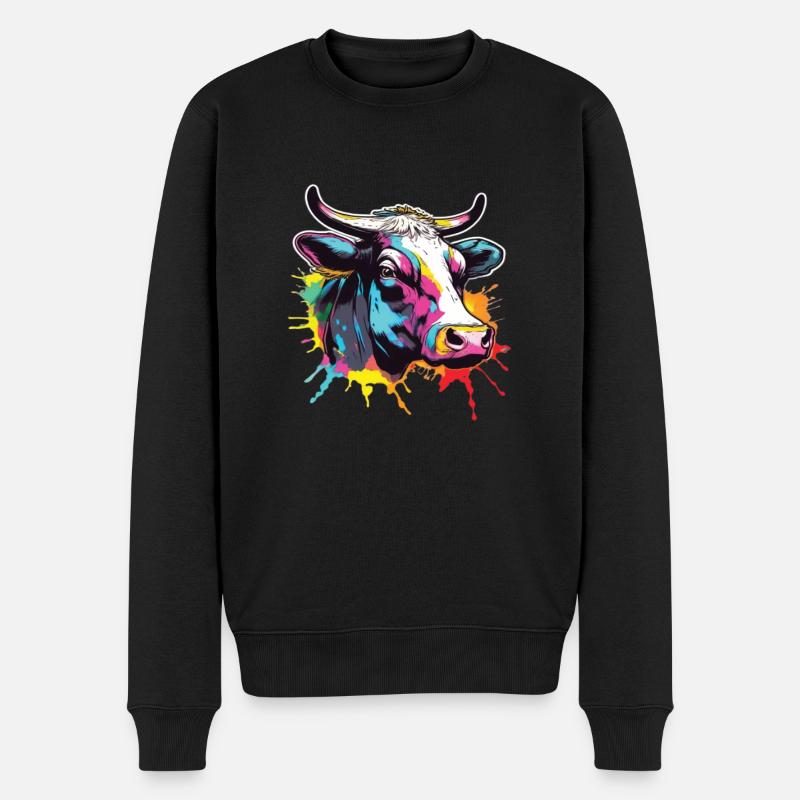 Kuh Kühe Kuhkopf Landwirtschaft Landwirt - Männer Premium Bio Pullover - Schwarz