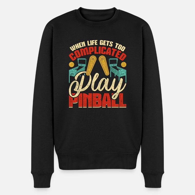 Pinball Flipperspieler - Männer Premium Bio Pullover - Schwarz