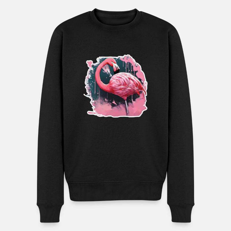 Flamingos - Männer Premium Bio Pullover - Schwarz