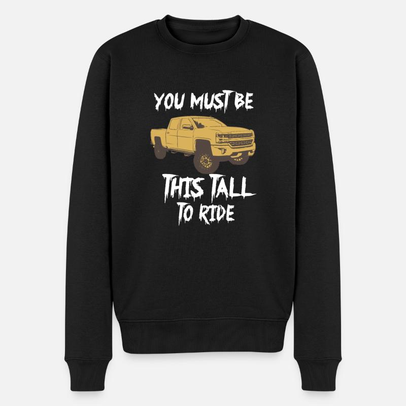 So groß muss man sein, um mit angehobenen Lastwage - Männer Premium Bio Pullover - Schwarz