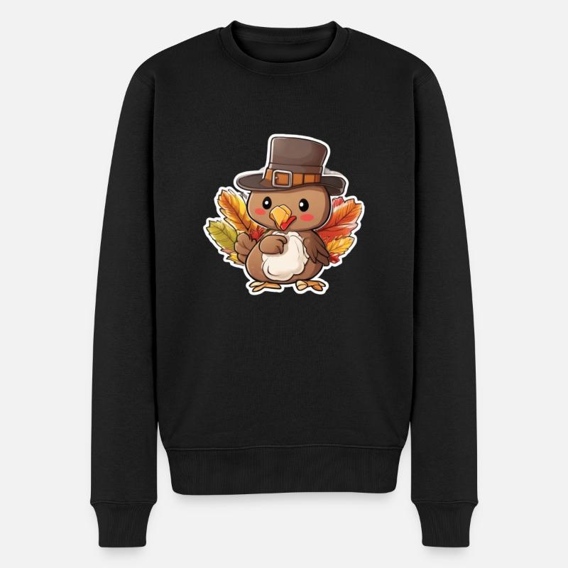 Thanksgiving Truthahn Herbst Erntedankfest - Männer Premium Bio Pullover - Schwarz