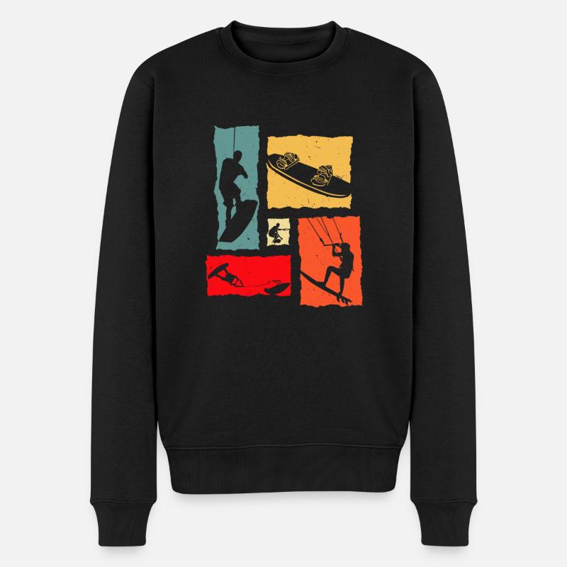 Wakeboard Retro - Männer Premium Bio Pullover - Schwarz