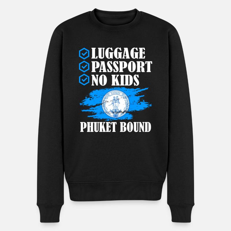 Gepäck Passport No Kids Phuket Bound Urlaub Trip - Männer Premium Bio Pullover - Schwarz