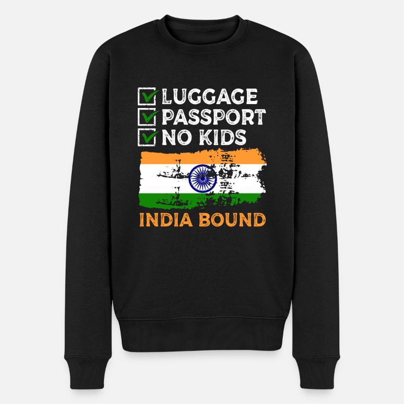 Gepäck Passport No Kids Indien Bound Urlaub Trip - Männer Premium Bio Pullover - Schwarz