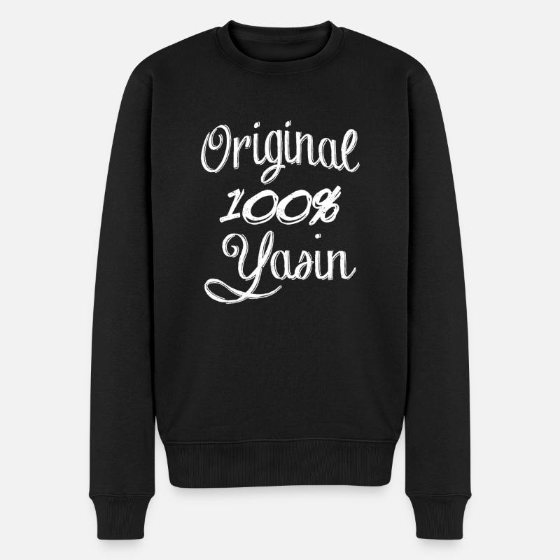 Original 100% Yasin - Männer Premium Bio Pullover - Schwarz