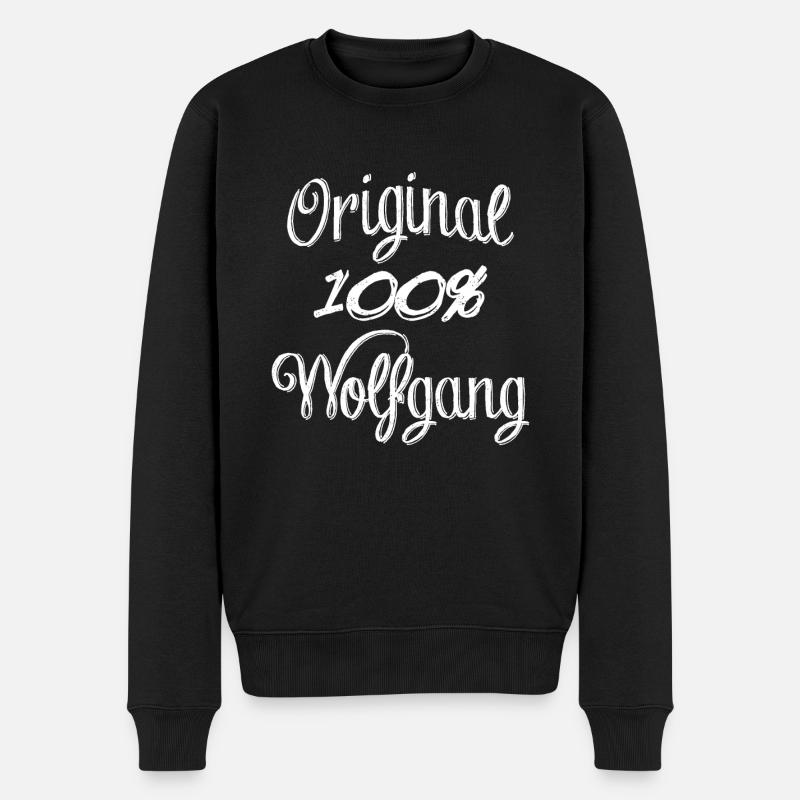 Original 100% Wolfgang - Männer Premium Bio Pullover - Schwarz