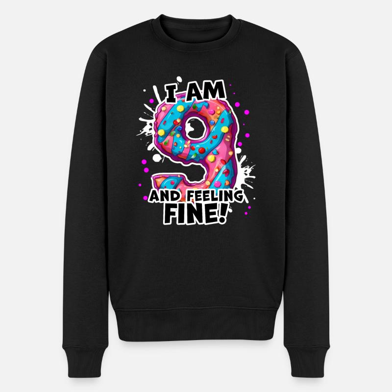 9. Geburtstag Donut 9 Jahre Mädchen Spruch - Männer Premium Bio Pullover - Schwarz
