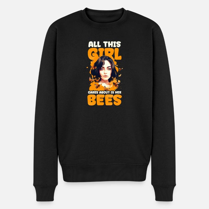 Imkermädchen kümmert sich um Bienen - Männer Premium Bio Pullover - Schwarz