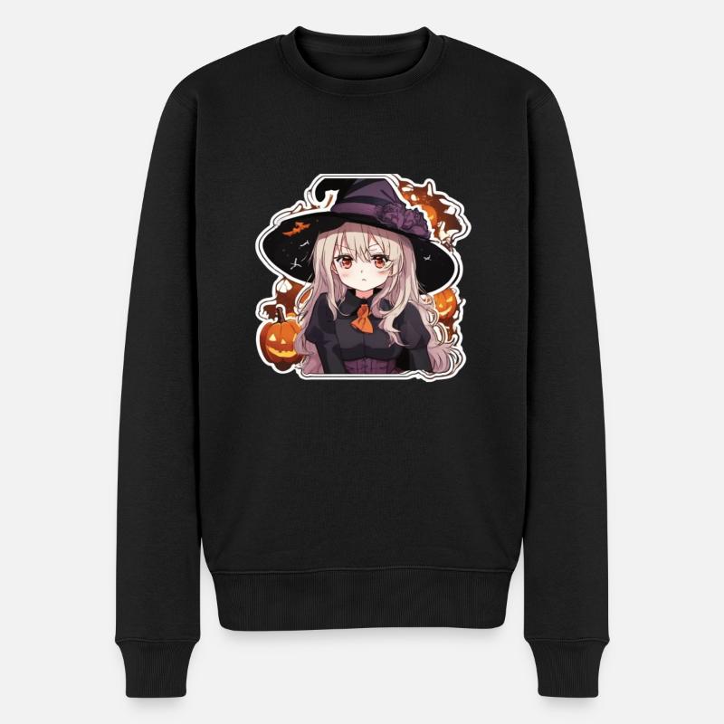Hexe Hexen Hexe Helloween Hexen Kostüm Kürbis - Männer Premium Bio Pullover - Schwarz