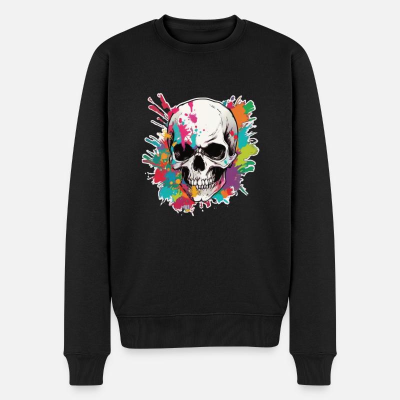 Skulls Skull Totenschädel Totenkopf Knochen - Männer Premium Bio Pullover - Schwarz