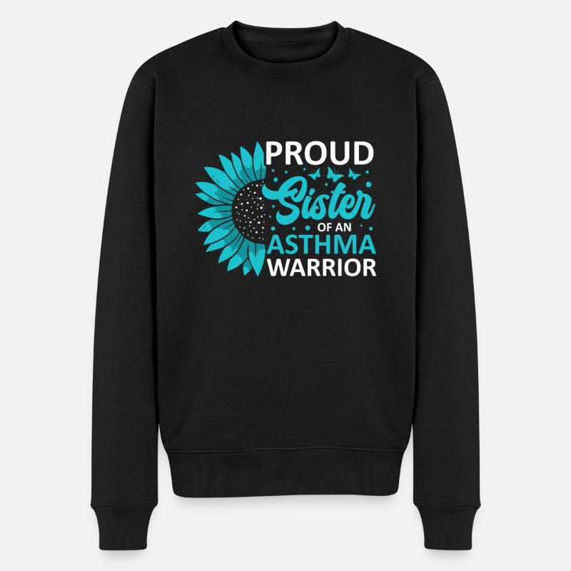 Stolze Schwester Eines Asthma-kriegers - Männer Premium Bio Pullover - Schwarz