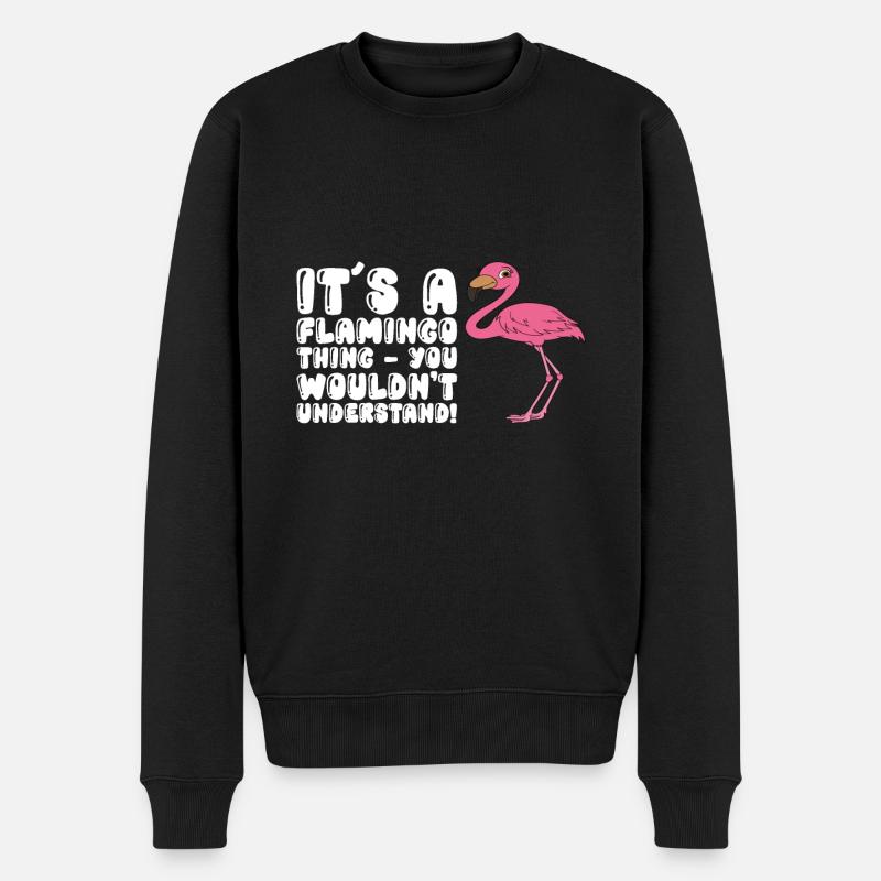 Lustiger Flamingo - Männer Premium Bio Pullover - Schwarz