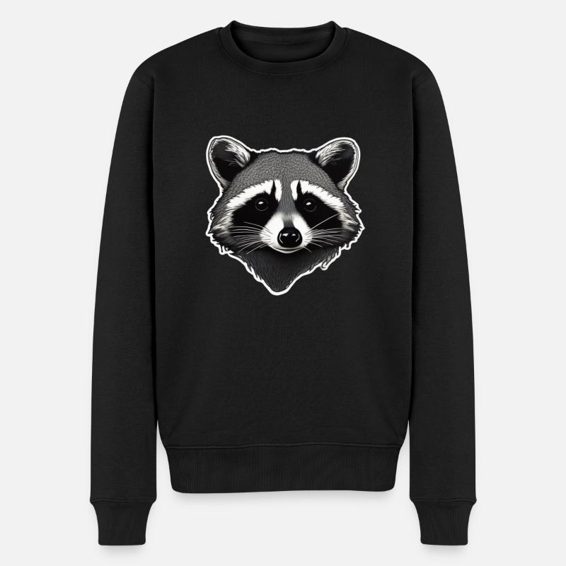 Waschbär - Männer Premium Bio Pullover - Schwarz