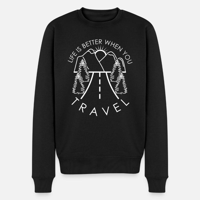 Reise Urlaub Verreisen Ausflug Kurzreise - Männer Premium Bio Pullover - Schwarz