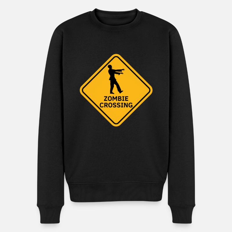 "Zombies Crossing", australisches Zombie-Panel - Männer Premium Bio Pullover - Schwarz