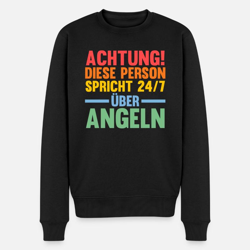 Angel Fischen Angeln Angler - Männer Premium Bio Pullover - Schwarz