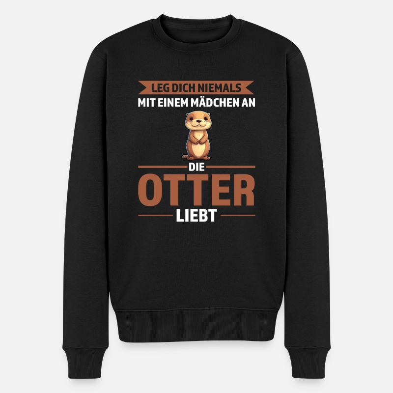 Otter Mädchen Otter Mädchen Geschenk - Männer Premium Bio Pullover - Schwarz