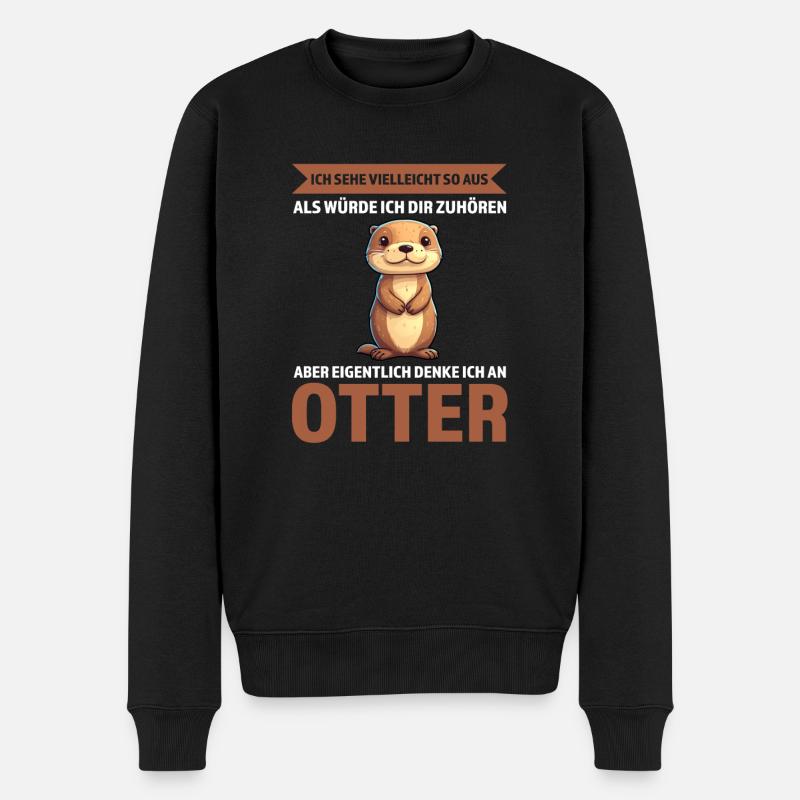 Otter Tier Fischotter Geschenk - Männer Premium Bio Pullover - Schwarz