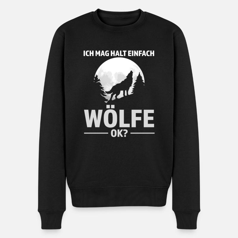 Wolf Tier Wolfsrudel Geschenk - Männer Premium Bio Pullover - Schwarz