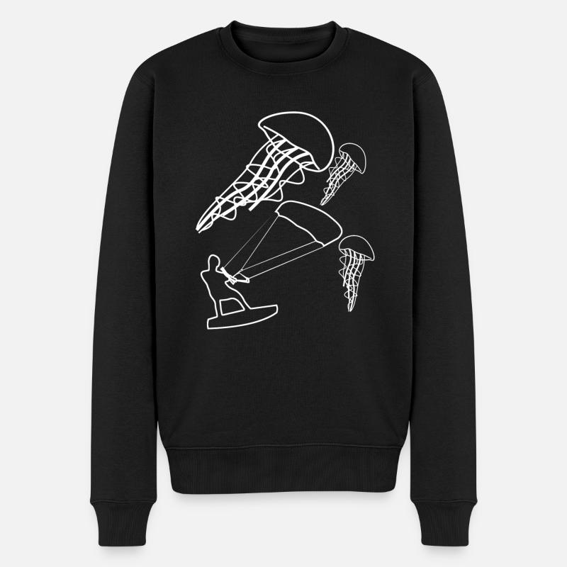 Kitesurfer Qualle Kitesurfen Kiteboarder - Männer Premium Bio Pullover - Schwarz