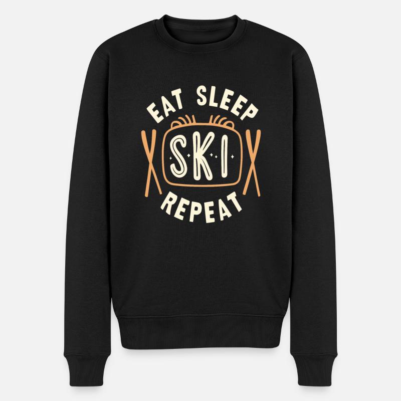 Eat Sleep Ski Repeat - Männer Premium Bio Pullover - Schwarz