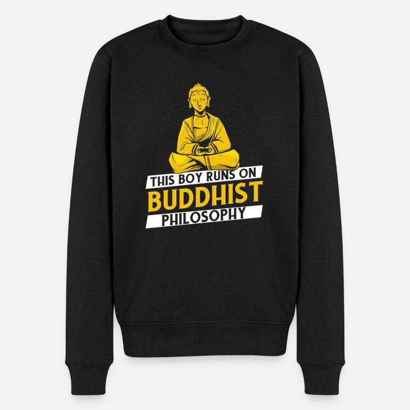 Buddha Buddhist Philosophie - Männer Premium Bio Pullover - Schwarz