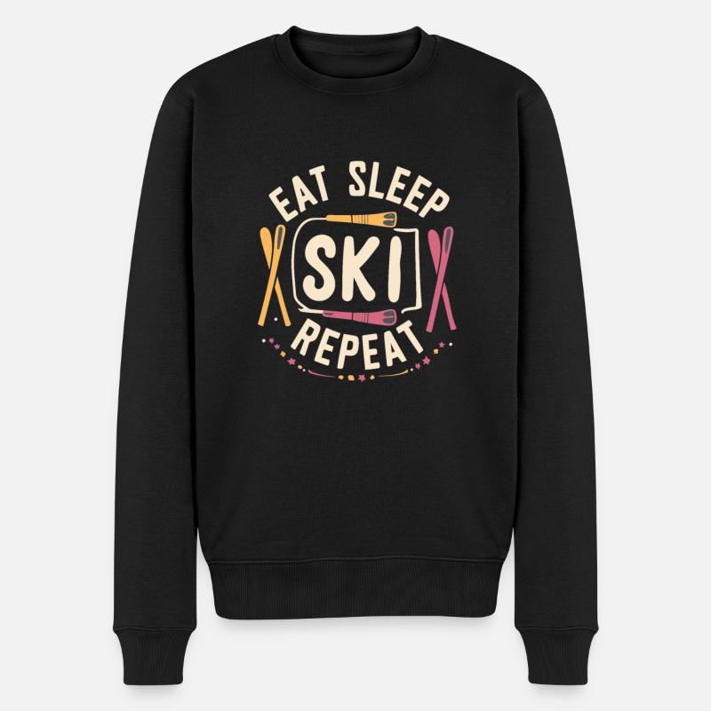 Eat Sleep Ski Repeat - Männer Premium Bio Pullover - Schwarz