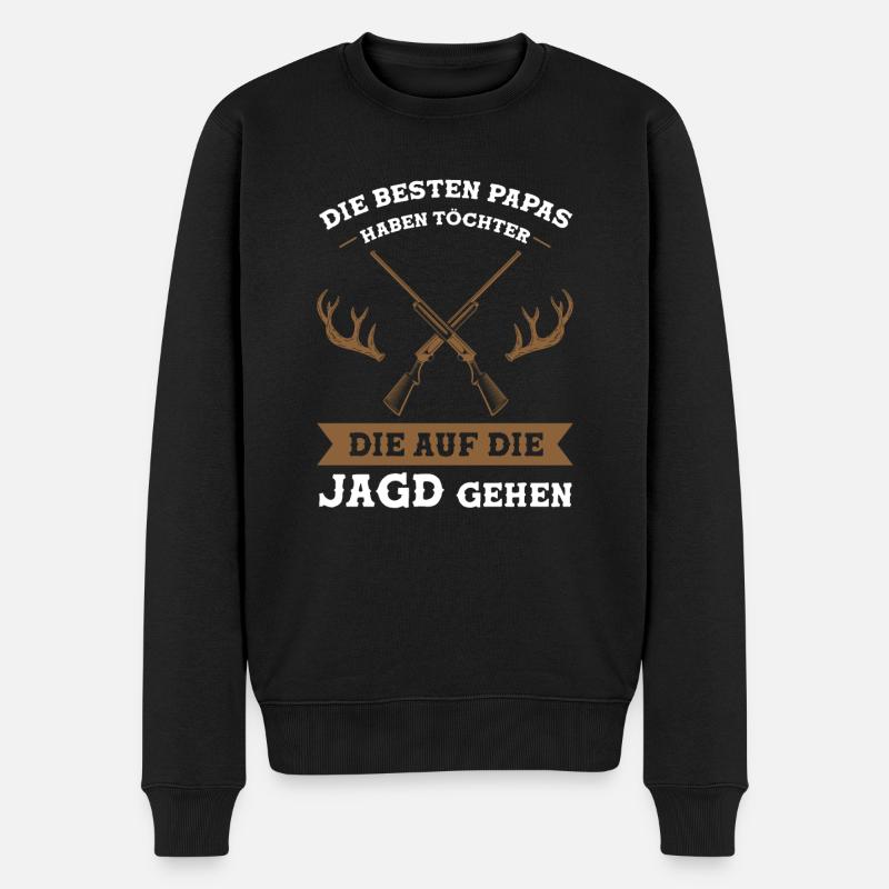 Jäger Papa Tochter Geschenk - Männer Premium Bio Pullover - Schwarz