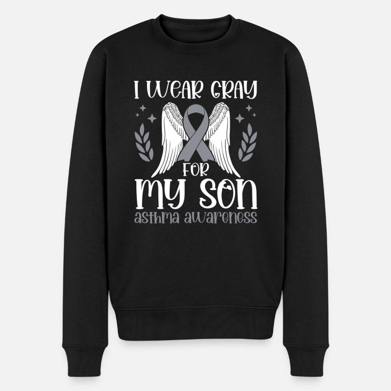 Ich Trage Grau Für Meinen Sohn - Männer Premium Bio Pullover - Schwarz
