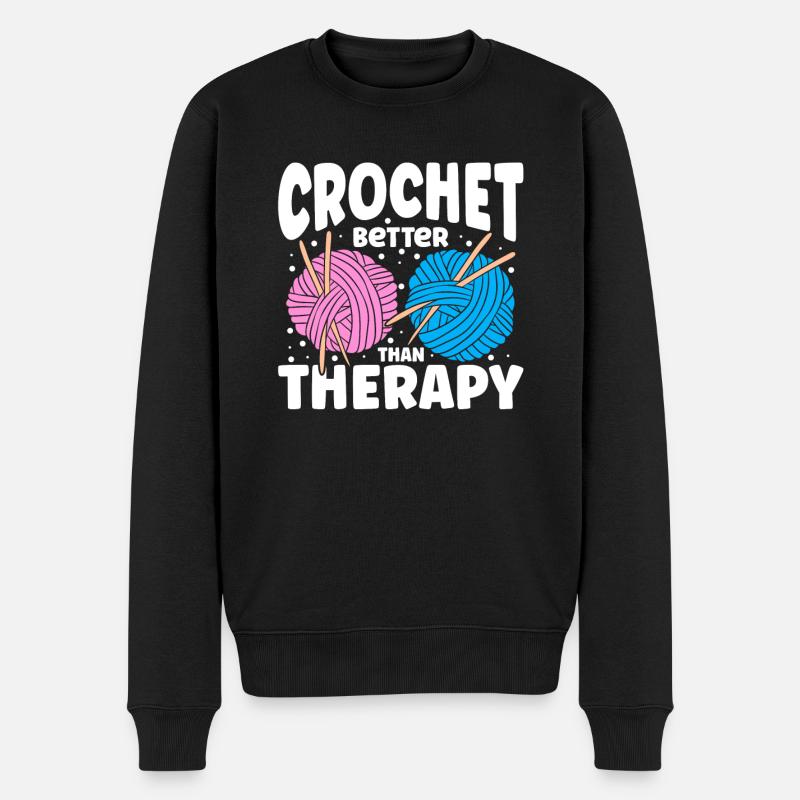 Le crochet mieux que la thérapie - Pull Premium bio Homme - noir