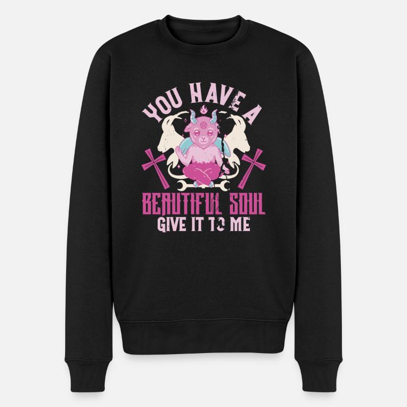 Satan You Have a Beautiful Soul Give it to me - Männer Premium Bio Pullover - Schwarz