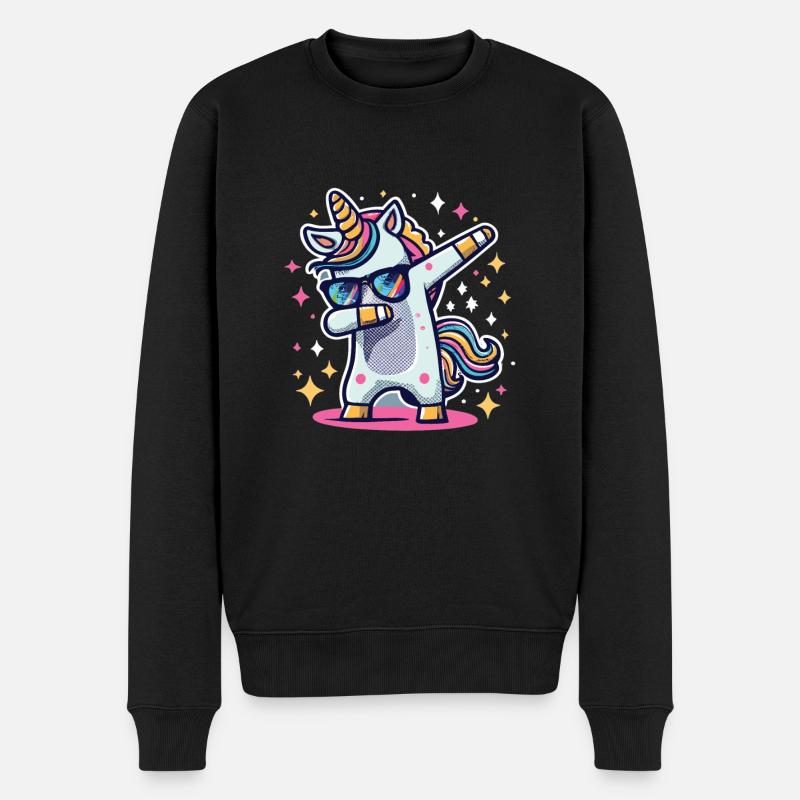Dab Dabbing Unicorn Dabbendes Einhorn Tanz - Männer Premium Bio Pullover - Schwarz
