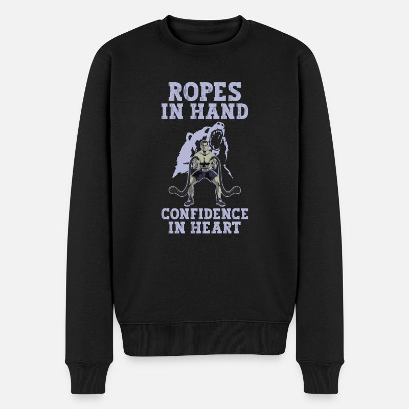 Cordes d'entraînement à la corde, cordes de combat, cadeaux de remise en forme - Pull Premium bio Homme - noir