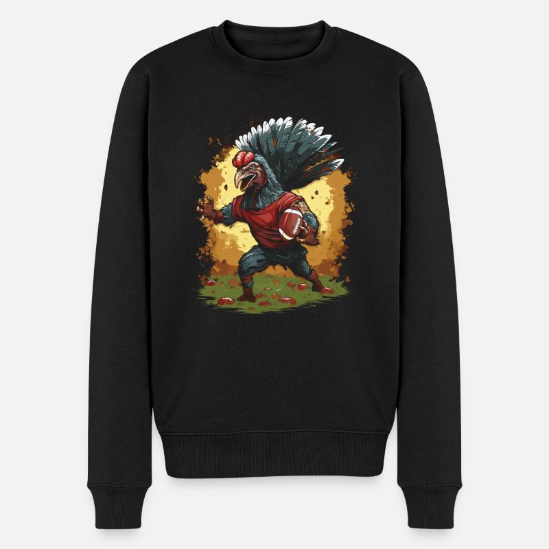 Thanksgiving Turkey Quarterback Touchdown - Männer Premium Bio Pullover - Schwarz