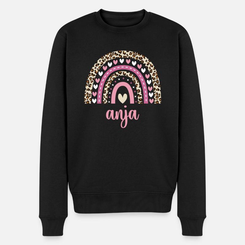 Anja Regenbogen Name Geburtstag Anja - Männer Premium Bio Pullover - Schwarz